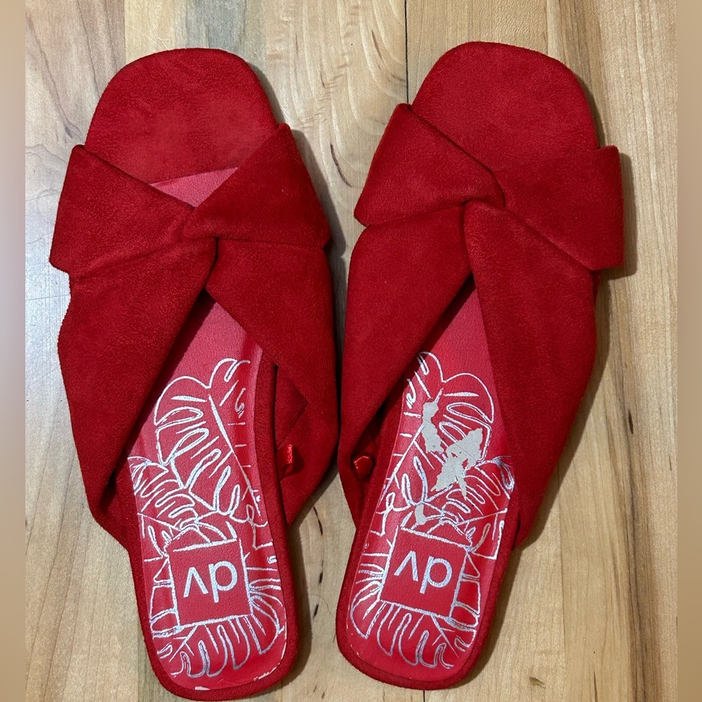 DV Red Faux Suede Sandals Size 8